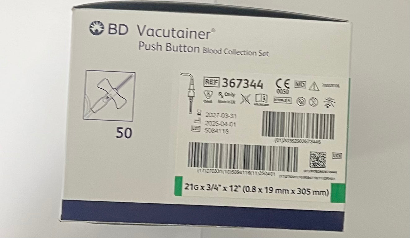 BD - (Vacutainer Push Button Blood Collection Set) - 0,8 x 19mm x 305mm (21G) - 367344 – BD | AMS (2)