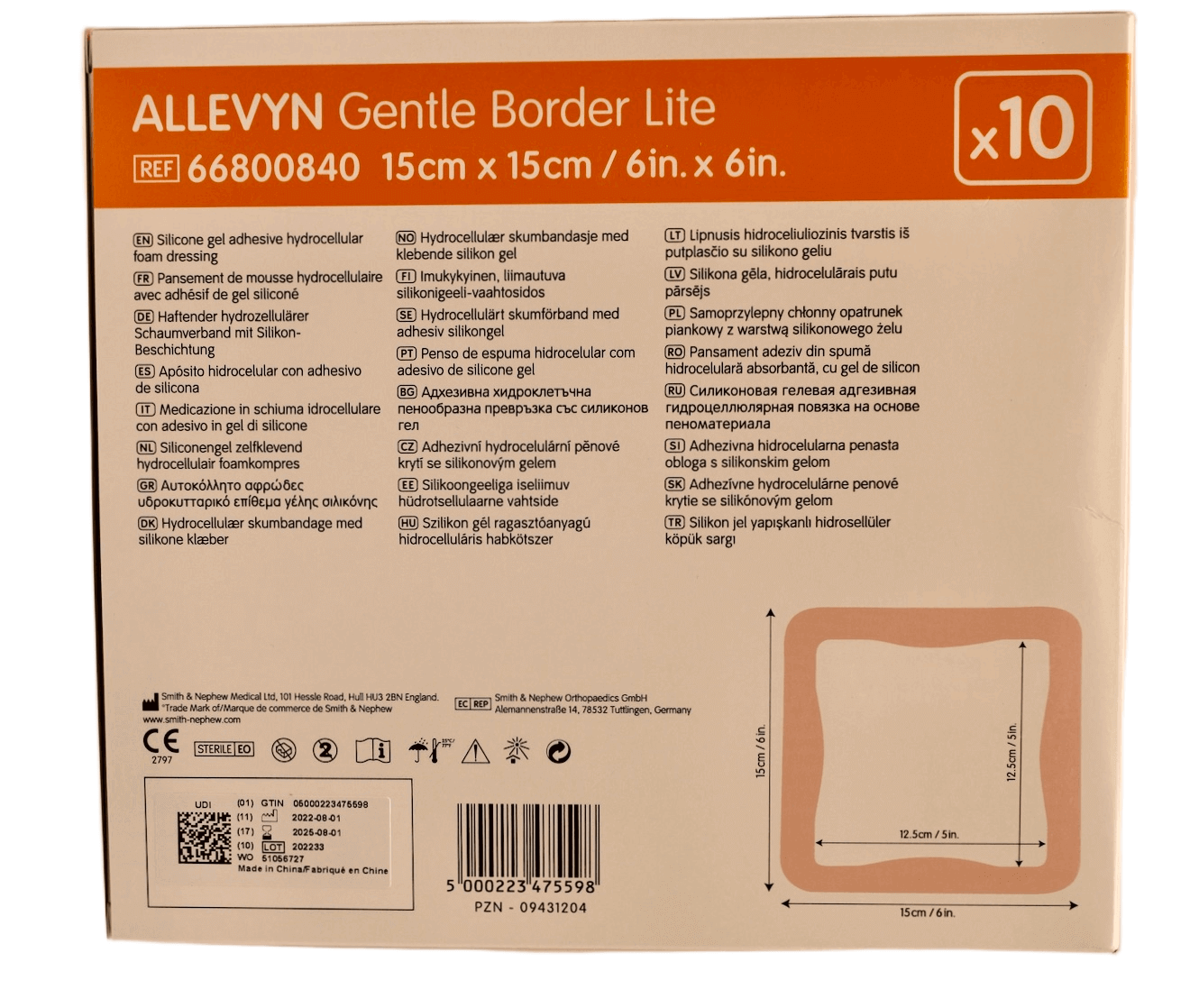 Smith & Nephew - (Allevyn Gentle Border Lite) - 15 cm x 15 cm - 66800840 – Smith & Nephew | AMS (2)